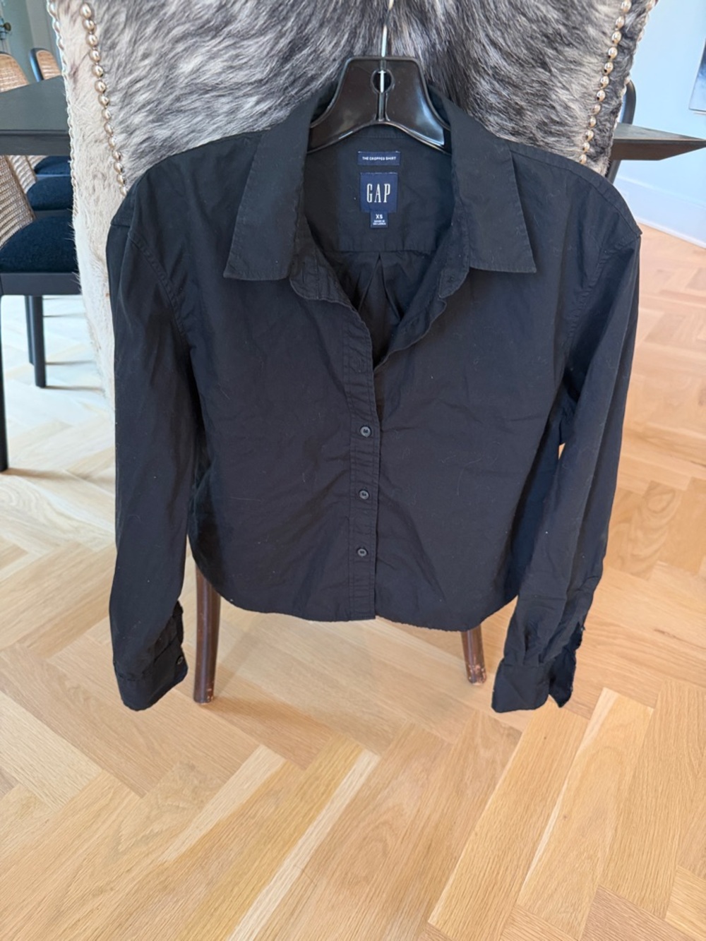GAP Black Button-Front Women's Cropped Shirt XS